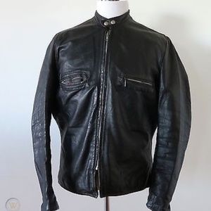 Vintage Brooks Leather Cafe Racer Biker Jacket